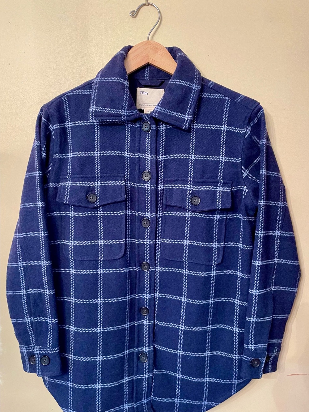 Tiley Navy Blue Windowpane Button-Up Shacket